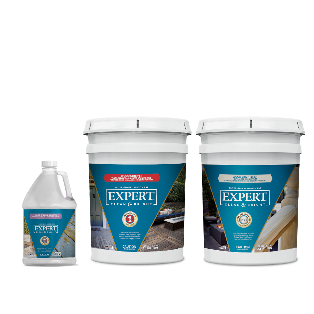 EXPERT Clean & Bright 5-Gal Wood Stripper & 1-Gal Stripper Booster, with 5-Gal Neutralizer & Brightener - Stain & Seal Experts Store