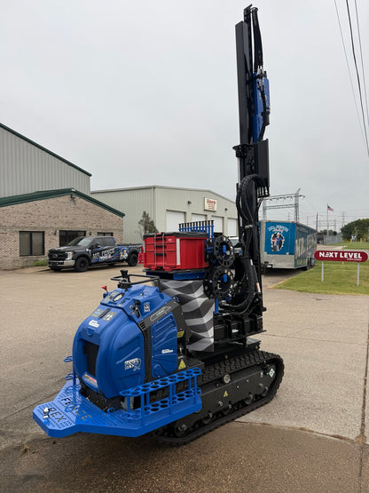 Fence Rex post driver front view with mast extended