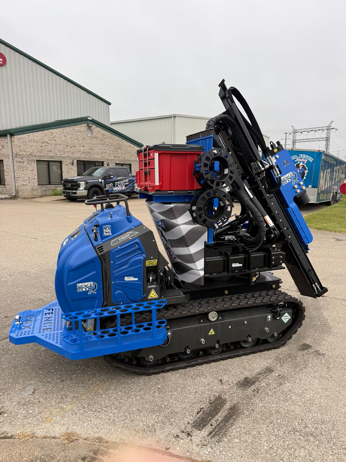 Fence Rex compact tracked post driver, side view